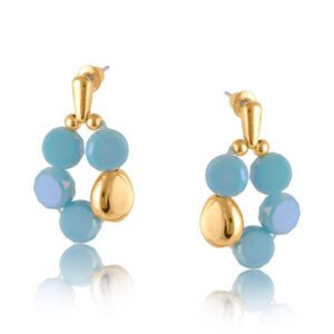 3604 Charlotte Tiny Circle Earrings in Pearl & Turquoise