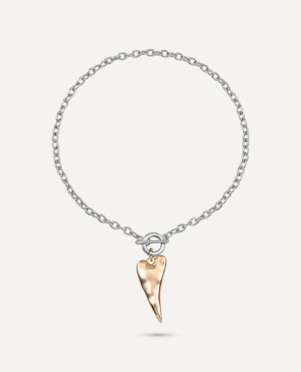 2673 Gold & Silver Tone T-Bar Necklace