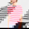 Saint Tropez Pink Flame Mila SS Block Stripe Pullover