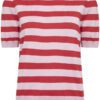 Saint Tropez Pink Flame Mila SS Block Stripe Pullover - Image 4