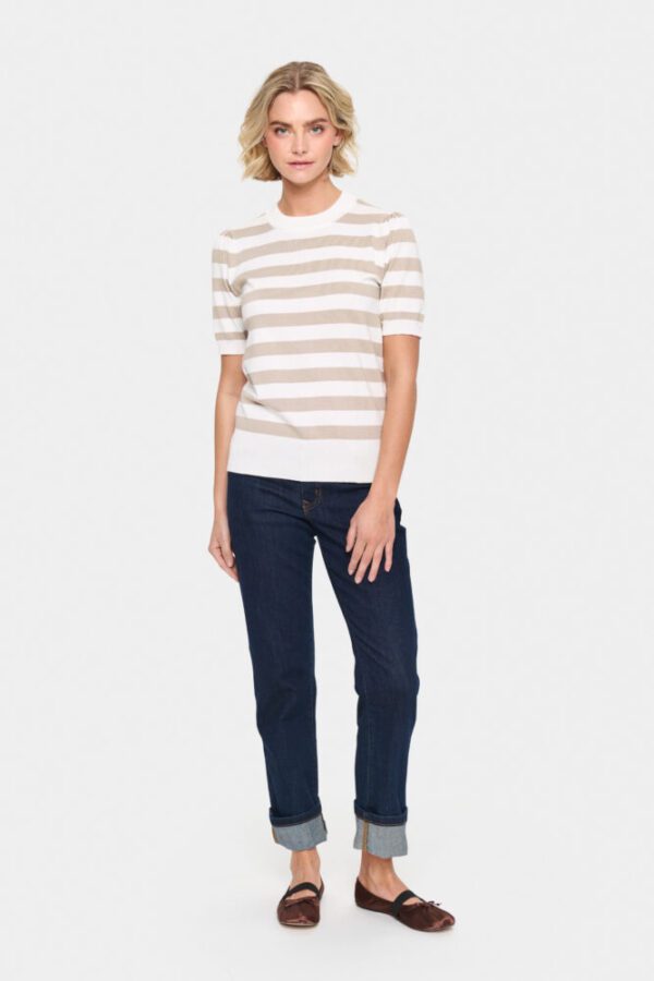 Saint Tropez Taupe Mila SS Block Stripe Pullover - Image 6
