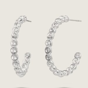 1194 White Gold Plated Stainless Steel Post Earrings