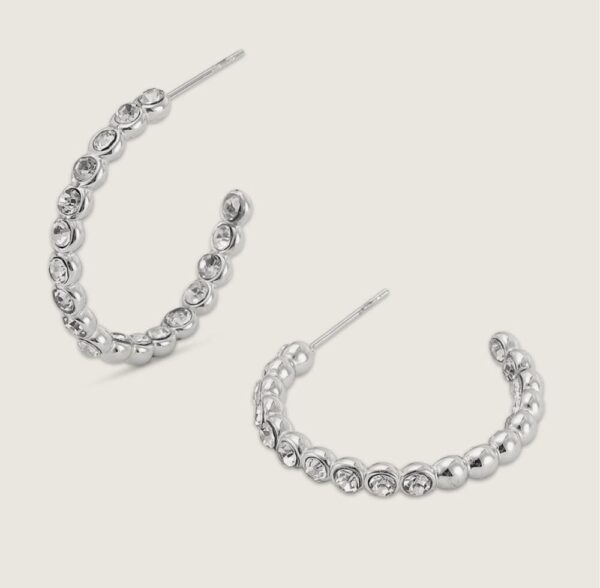 1194 White Gold Plated Stainless Steel Post Earrings - Image 2