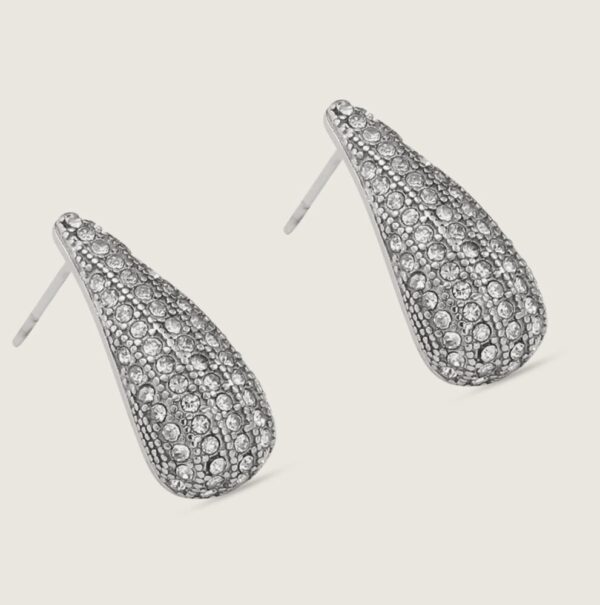 1196 White Gold Plated Stainless Steel Post Earrings - Image 2