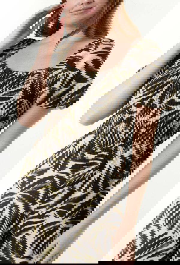 Juno Leaf Print Puff Sleeve Jumpsuit - Image 4