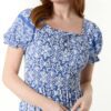 Leona Ikat Print Shirred Maxi Dress in Red & Blue - Image 7