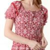 Leona Ikat Print Shirred Maxi Dress in Red & Blue - Image 3