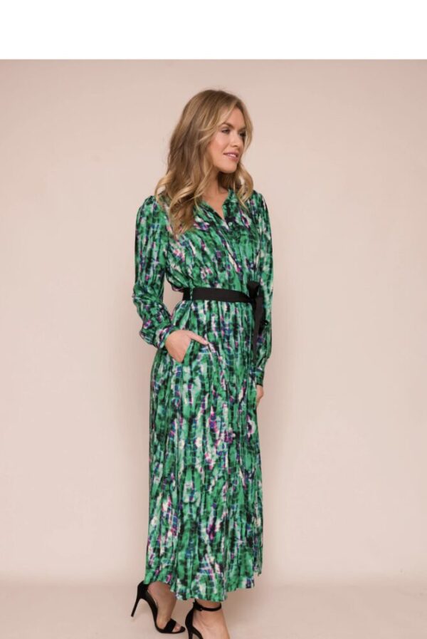 Suzy D Kyla Dress in Green & Beige - Image 3