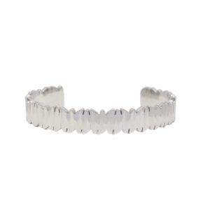 6601 Waterproof Retro Bark Cuff Bangle in Silver
