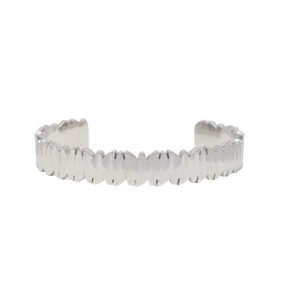 6601 Waterproof Retro Bark Cuff Bangle in Silver