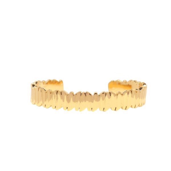 6607 Waterproof Retro Bark Cuff Bangle in Gold