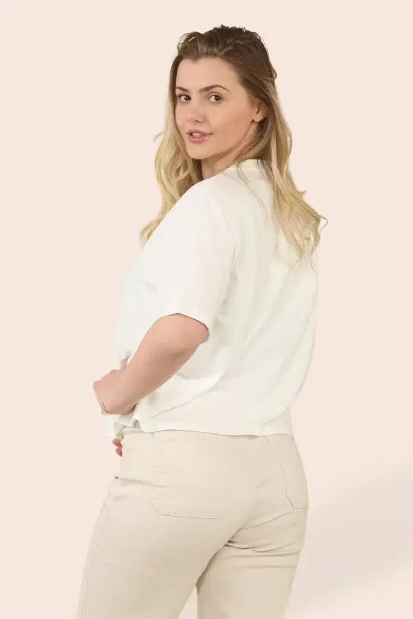 Allegra Button Jeans in White & Stone - Image 7