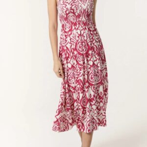 Maya Baroque Shirred Top Midi Dress