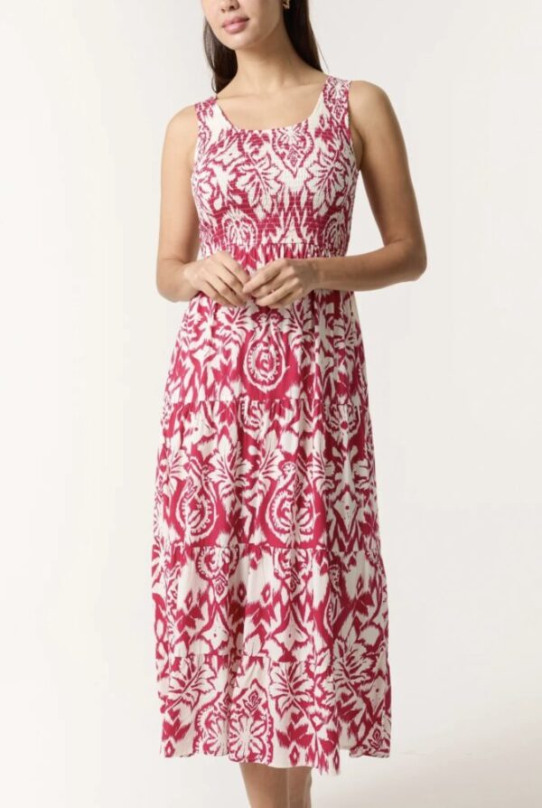 Maya Baroque Shirred Top Midi Dress - Image 2
