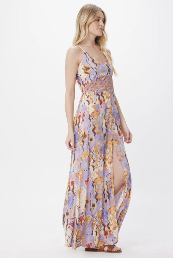 Suzy D Krystal Print Sleeveless Button Front Maxi Dress - Image 3