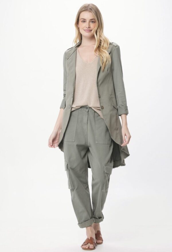 Suzy D Bernie Military Jacket in Olive & Jeans - Image 3