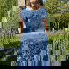 Kia Shirred Dress - Denim & Beige