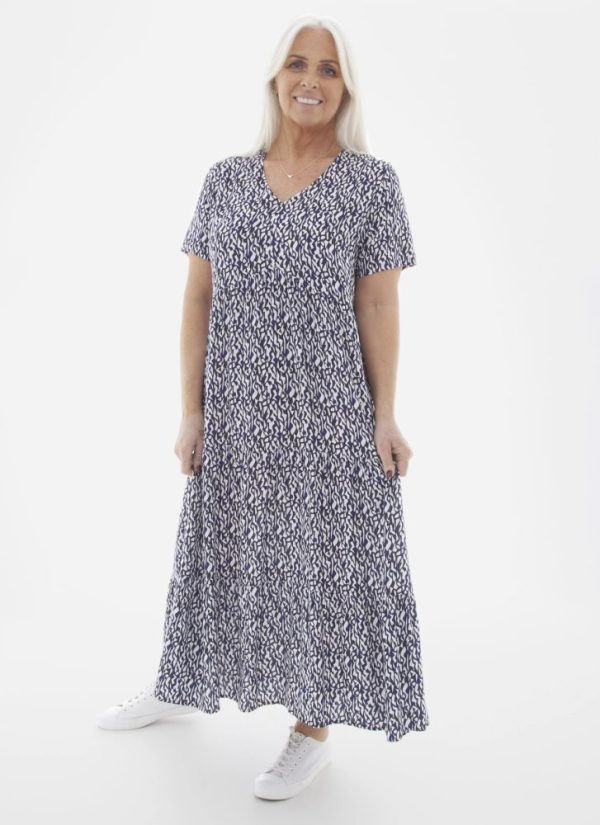 Susie Tiered Maxi Dress - Pink & Navy