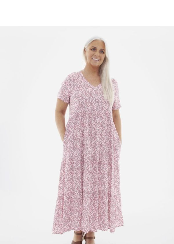 Susie Tiered Maxi Dress - Pink & Navy - Image 2
