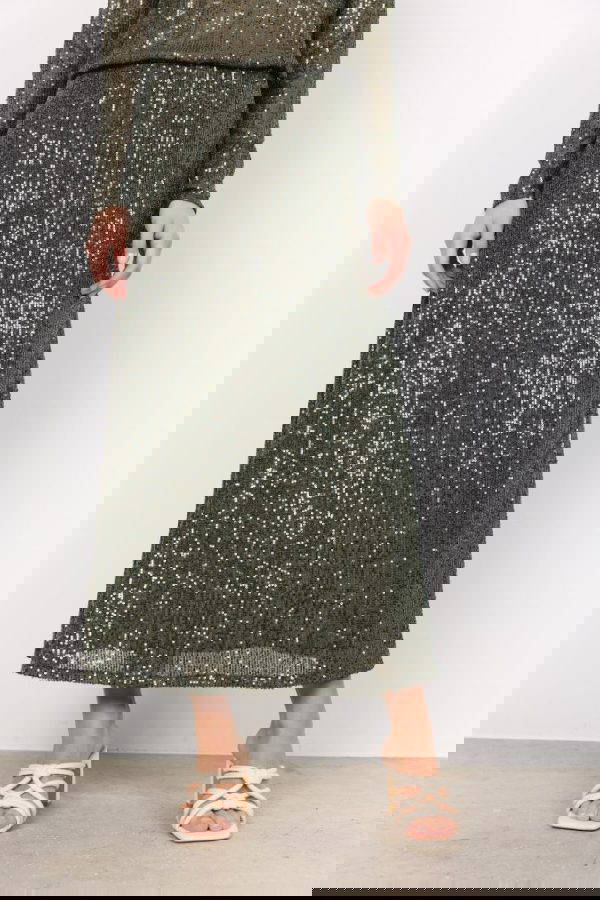 Soya Concept Dark Green Nanett 3 Sequin Skirt - Image 3