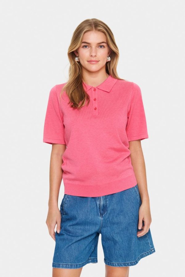 Saint Tripez Polo SS Pullover - Fruit Dove Melange