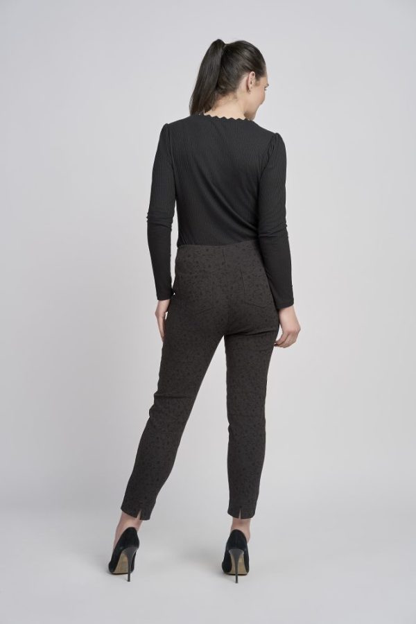 Pinns 302CT Black Jacquard Print Ankle Grazer Trousers - Image 2