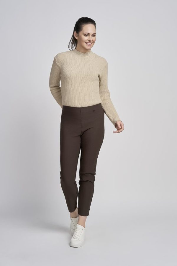 Pinns 302CT Brown Brushed Ankle Grazer Trousers