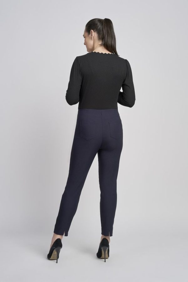 Pinns 302CT Navy Brushed Ankle Grazer Trousers - Image 2