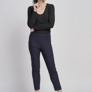Pinns 302CT Navy Brushed Ankle Grazer Trousers