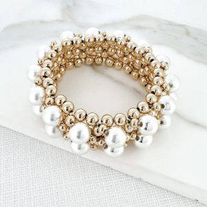 Envy 4347 Gold with Silver Beaded Bracelet