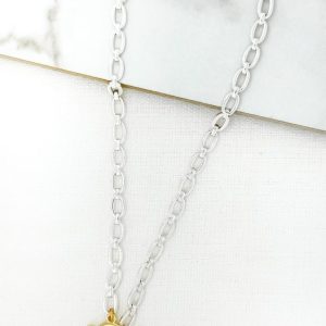 Envy 4507 Silver necklace with two tone pendant