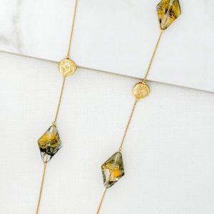 Envy 4513 Tiger Eye Style Long Necklace