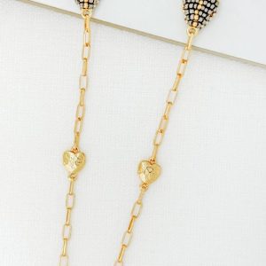 Envy 4515 Long Gold & Pewter beaded heart necklace