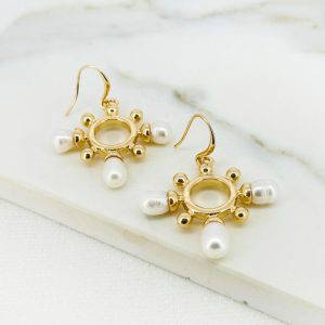 Envy 4546 Sunburst design earrings in Gold & Silver