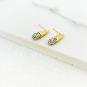 Envy 4549 Elegant Gold Drop Earrings with Encrusted Crystals