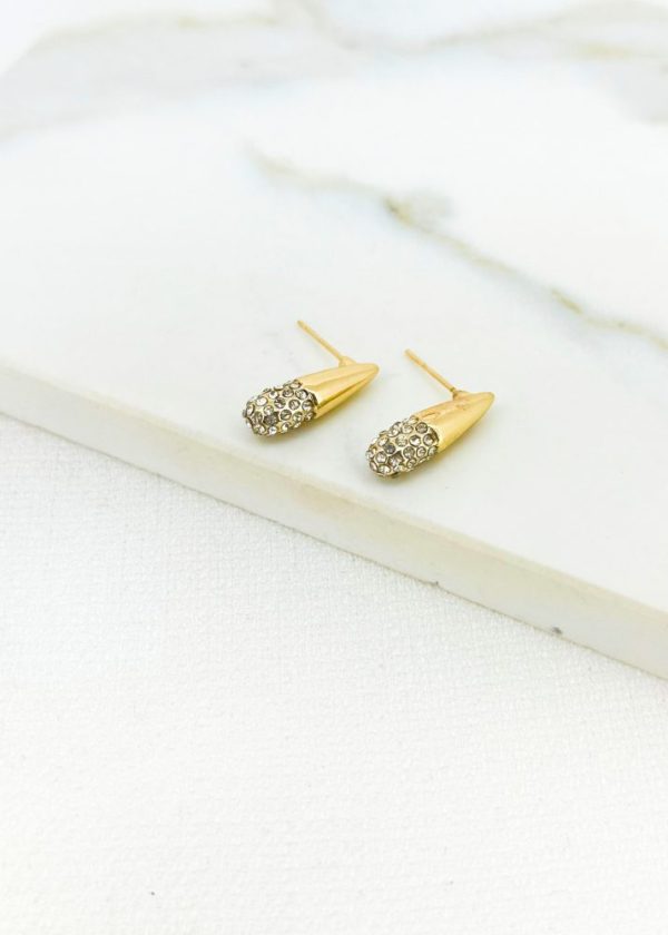 Envy 4549 Elegant Gold Drop Earrings with Encrusted Crystals