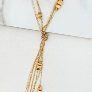 Envy 4566 Long Gold Knot Necklace