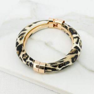 Envy 4612 Animal Print Hinged Bangle