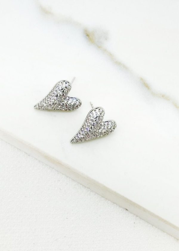 Envy 4623 Encrusted Heart Earrings in Gold & Silver - Image 2
