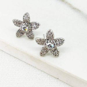 Envy 4624 Diamante Encrusted Petal Earrings in Gold & Silver