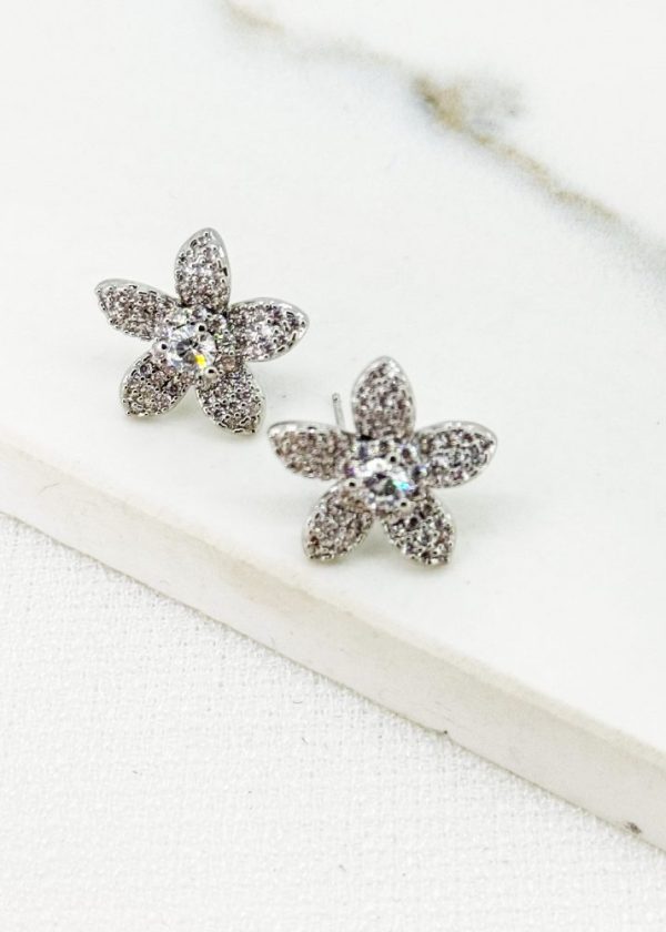 Envy 4624 Diamante Encrusted Petal Earrings in Gold & Silver