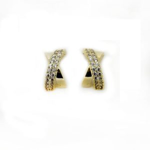 Envy 4625 Kiss Encrusted Diamante earrings in Gold & Silver
