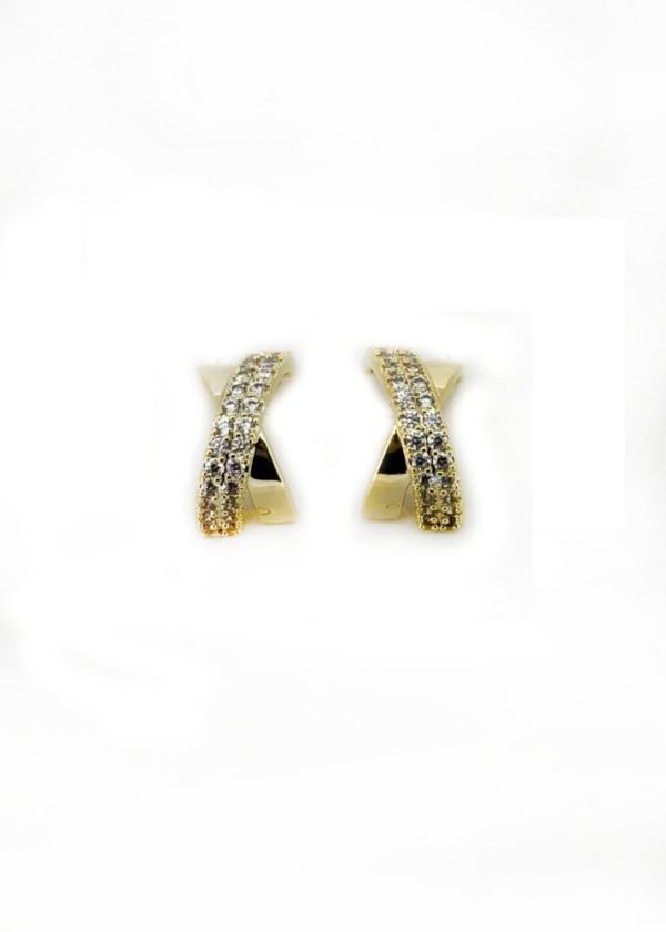 Envy 4625 Kiss Encrusted Diamante earrings in Gold & Silver