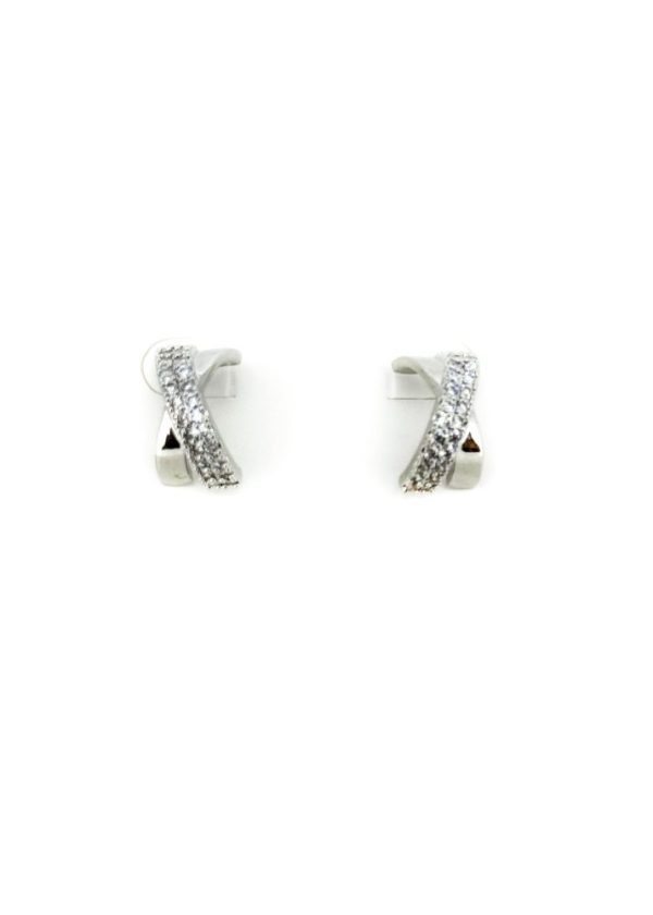 Envy 4625 Kiss Encrusted Diamante earrings in Gold & Silver - Image 2