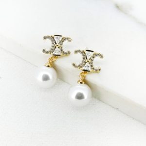 Envy 4627 Diamante & Pearl earrings in Gold & Silver