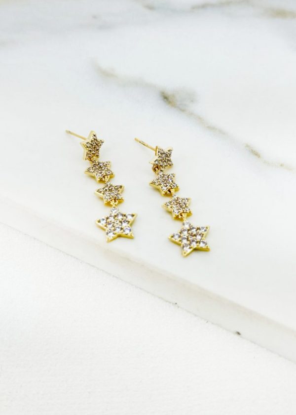 Envy 4629 Star Drop Encrusted Earrings