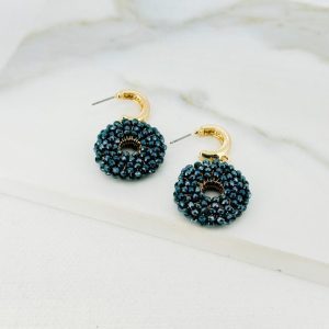Envy 4635 Navy bead encrusted earrings