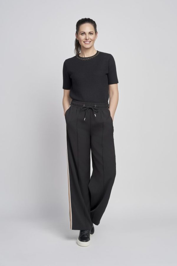 Pinns 643T Black Taupe Side Stripe Trousers in 28" & 30" - Image 3