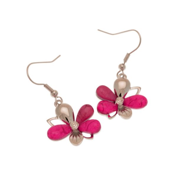 695 Pink Flower Drop Earrings