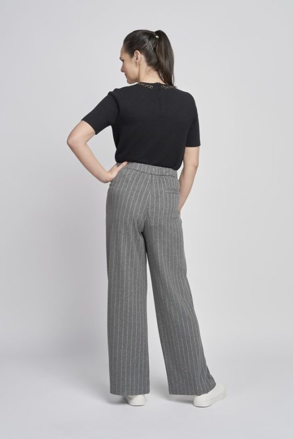 Pinns 697T Grey White Stripe Wide Leg Trousers - Image 6